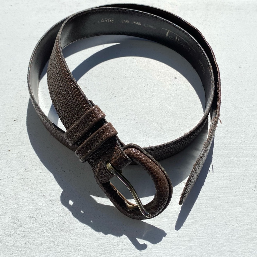 Talbots Brown Lizard Grain Leather Large Belt 9732